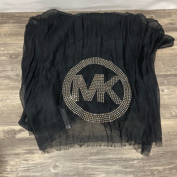 Michael Kors Black Crystal Logo Scarf NWT – Modal Silk Blend (Flaw) - Picture 1 of 5